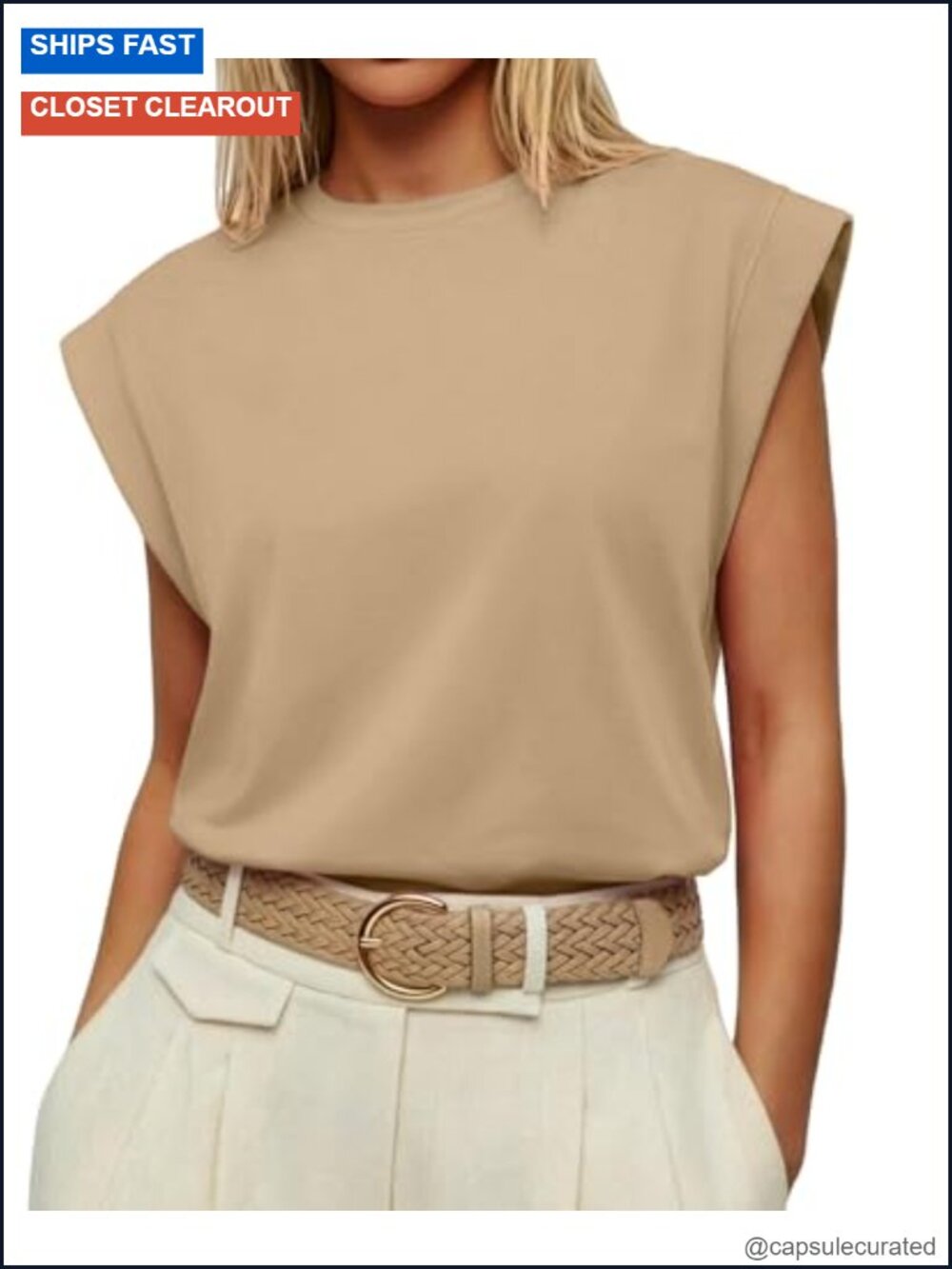 Women's Cotton Blend Cap Sleeve Loose Tank Top Crew Neck Summer Casual Tee